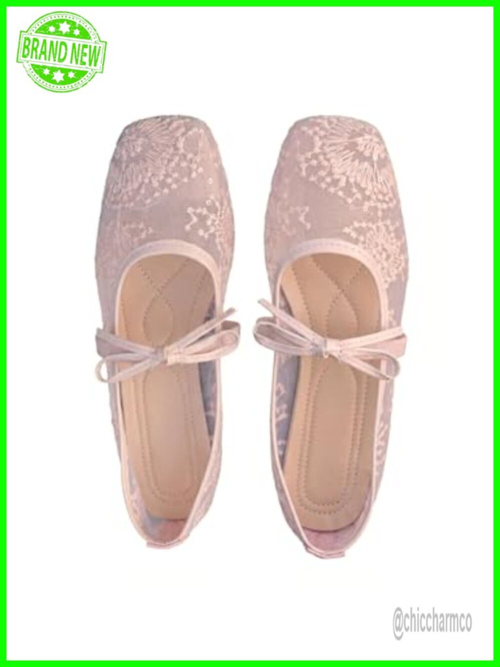 Women's Mesh Ballet Flats Bow Mary Jane Shoes Dressy Comfortable